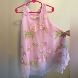 Little Girl’s Pink Embroidered Flowers Formal Dress Size 6